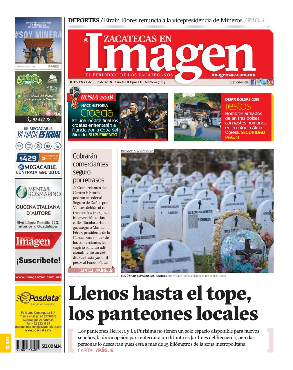 Imagen Zacatecas edición del 12 de Julio 2018