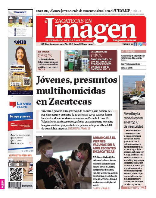 Imagen Zacatecas edición del 20 de enero de 2022