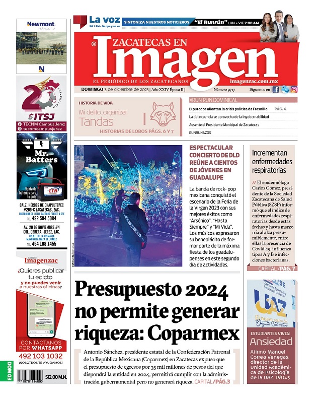 Imagen Zacatecas edición del 03 de diciembre de 2023