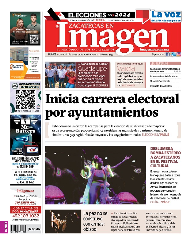 Imagen Zacatecas edición del 01 de abril de 2024