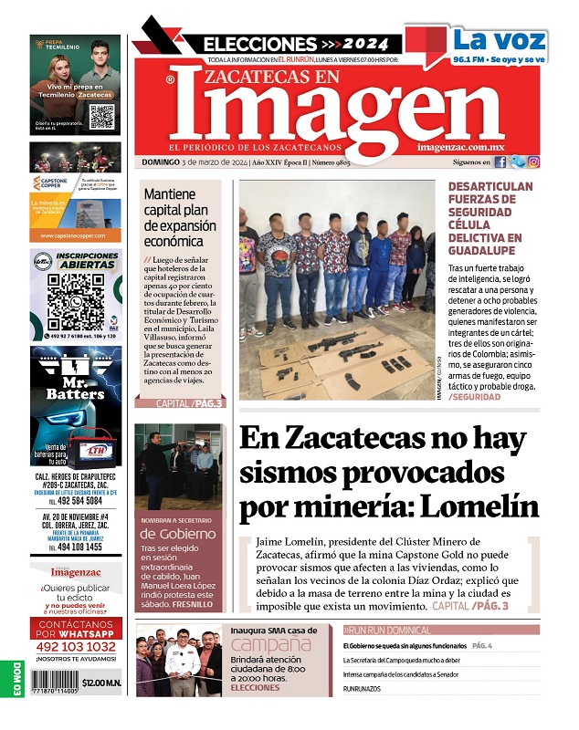 Imagen Zacatecas edición del 03 de marzo de 2024