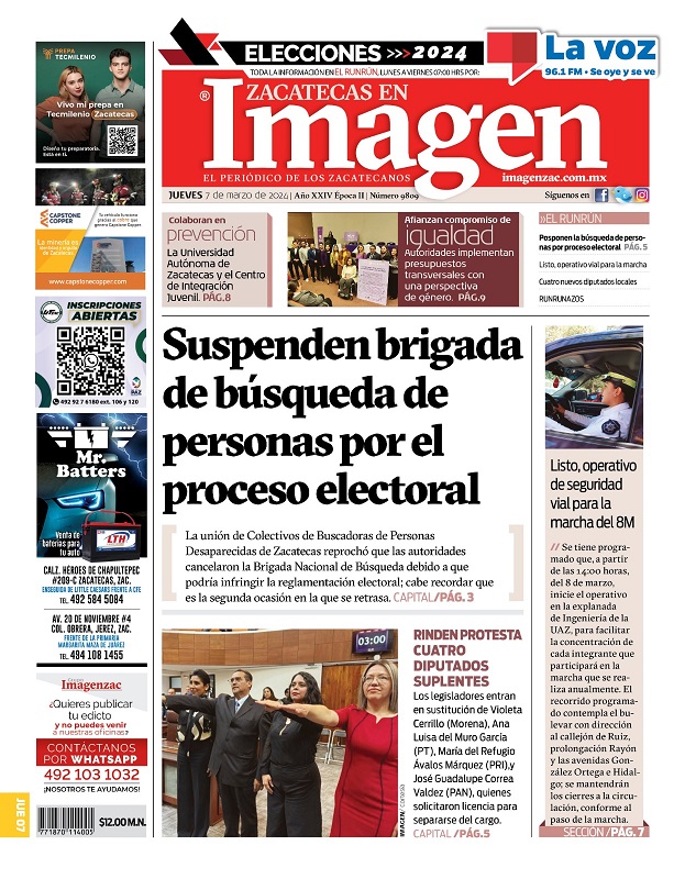 Imagen Zacatecas edición del 07 de marzo de 2024
