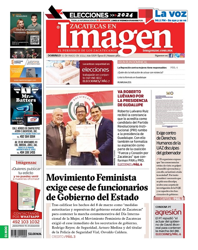 Imagen Zacatecas edición del 10 de marzo de 2024