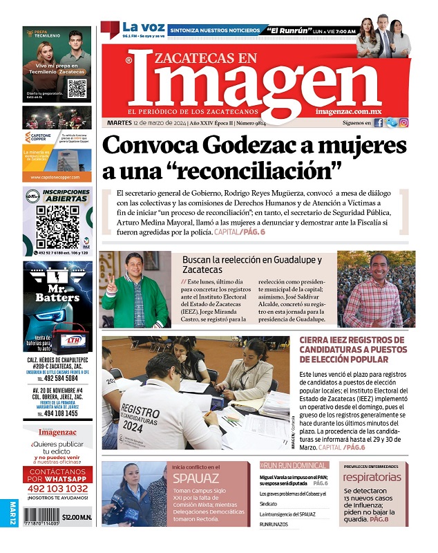 Imagen Zacatecas edición del 12 de marzo de 2024