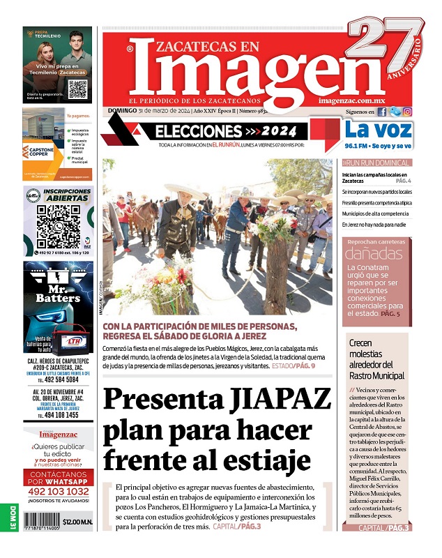 Imagen Zacatecas edición del 31 de marzo de 2024