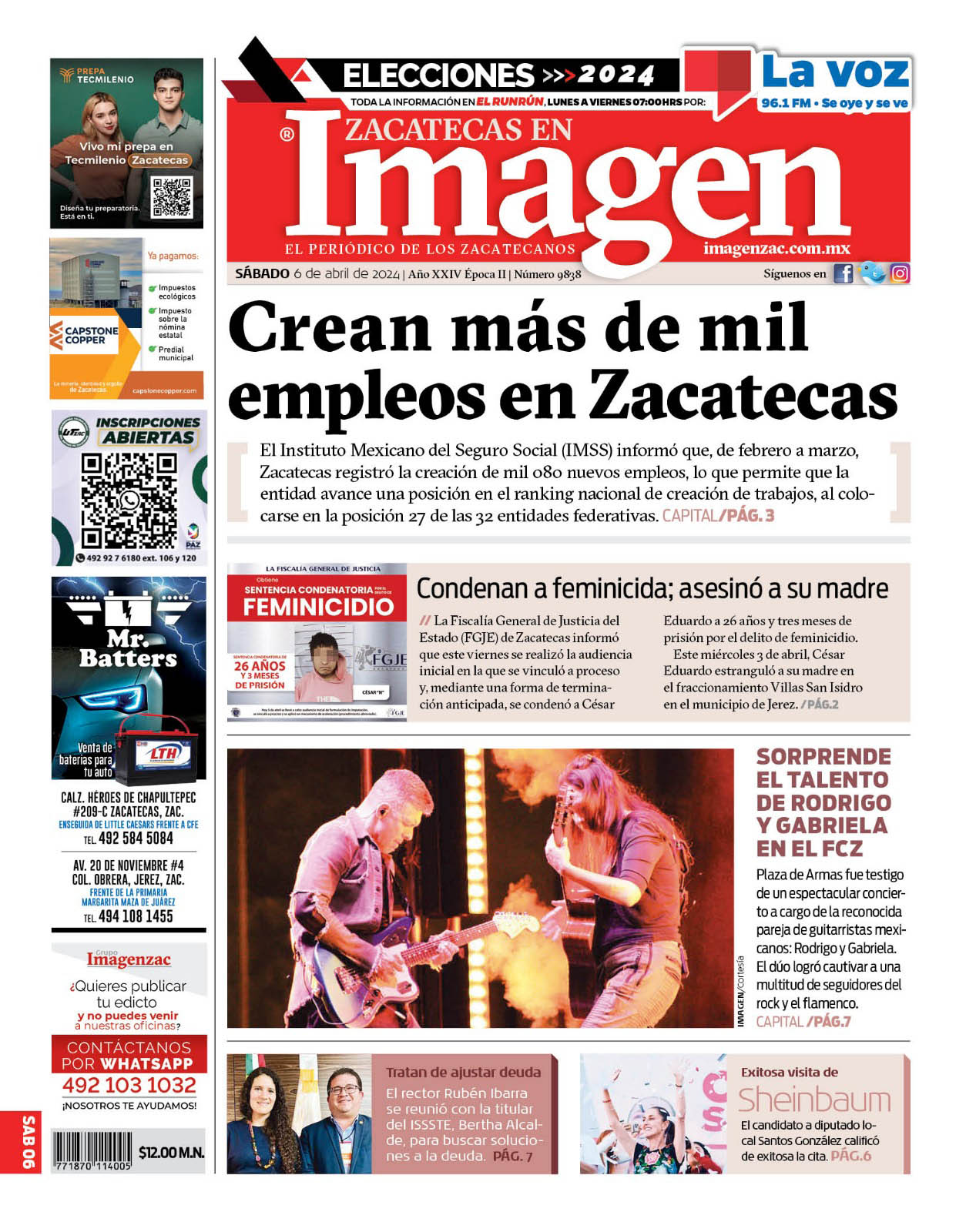 Imagen Zacatecas edición del 06 de abril de 2024