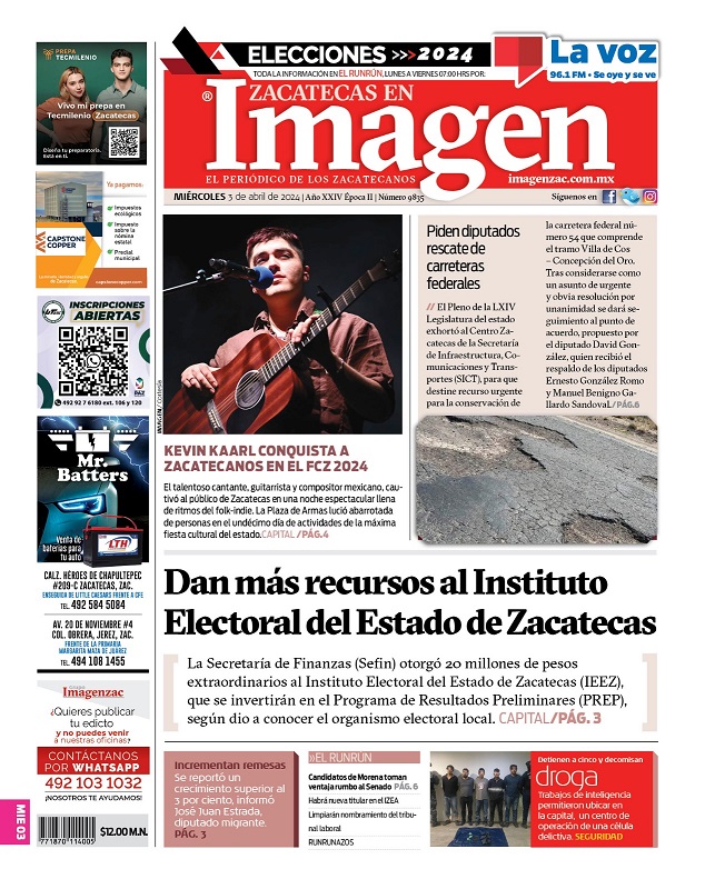 Imagen Zacatecas edición del 03 de abril de 2024