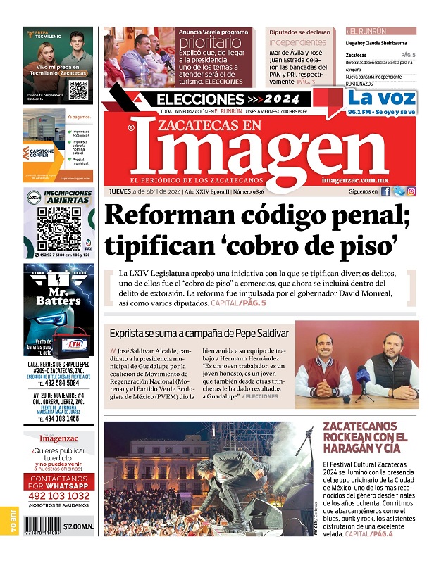 Imagen Zacatecas edición del 04 de abril de 2024