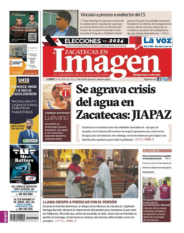 Imagen Zacatecas edición del 08 de abril de 2024