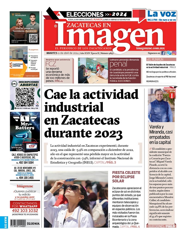 Imagen Zacatecas edición del 09 de abril de 2024
