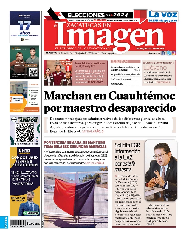 Imagen Zacatecas edición del 23 de abril de 2024